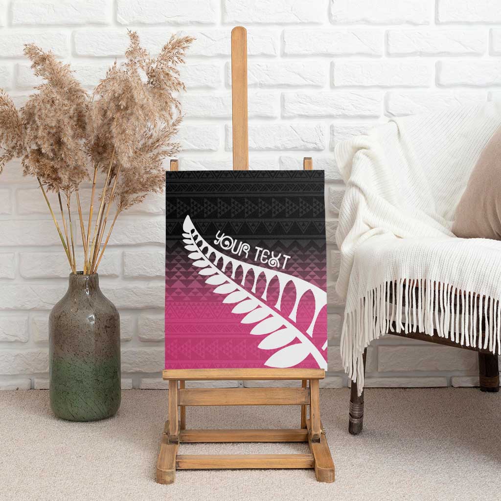 Pink Silver Fern Spirit Taniko Tukutuku Personalised Canvas Wall Art LT9 - Polynesian Pride