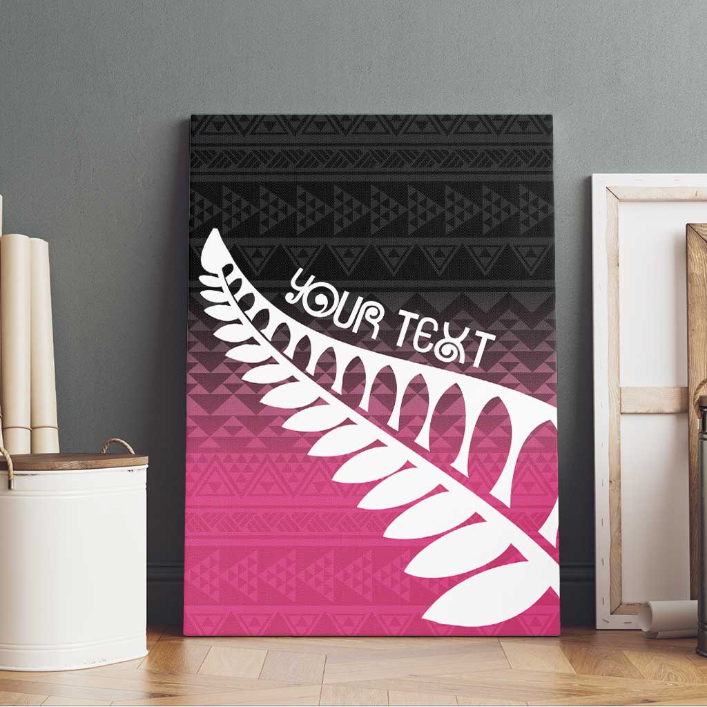 Pink Silver Fern Spirit Taniko Tukutuku Personalised Canvas Wall Art LT9 - Polynesian Pride