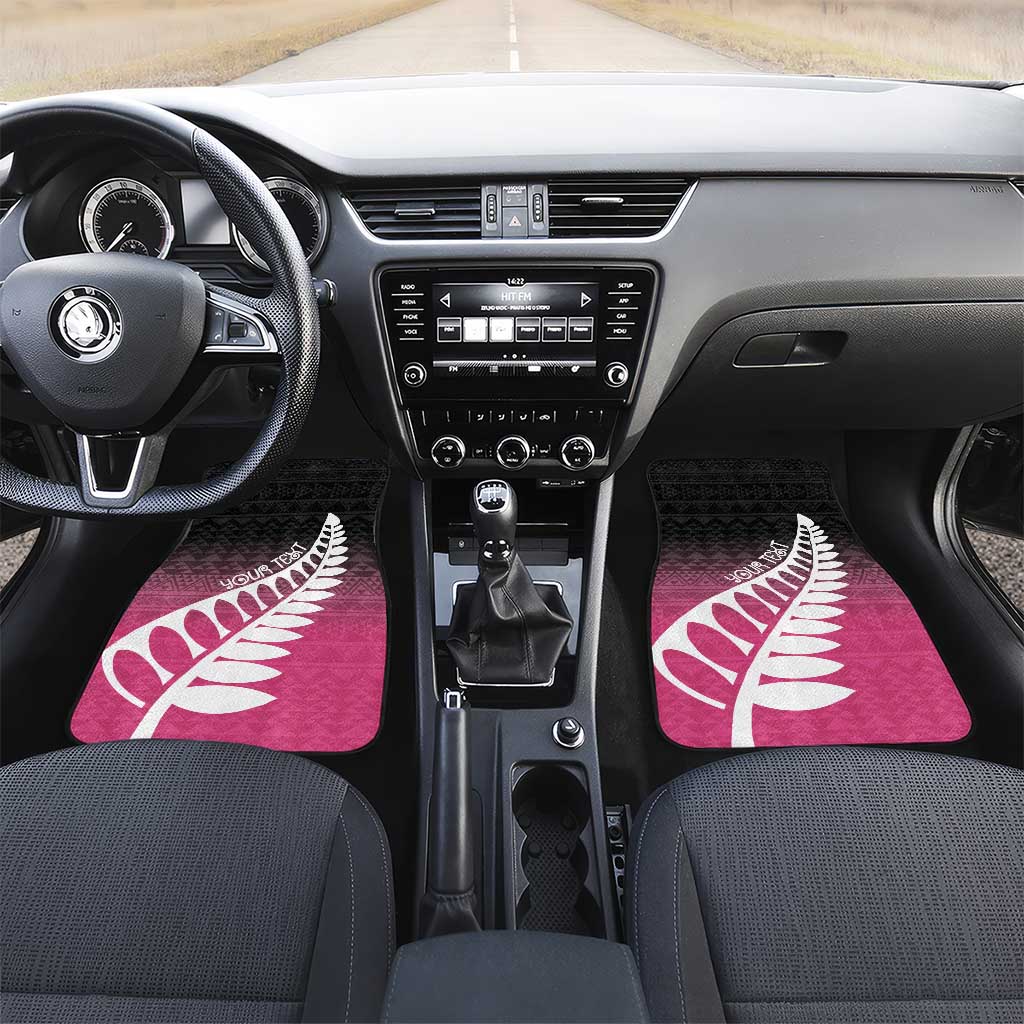 Pink Silver Fern Spirit Taniko Tukutuku Personalised Car Mats LT9 Set 2pcs - Front Pink - Polynesian Pride