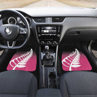 Pink Silver Fern Spirit Taniko Tukutuku Personalised Car Mats LT9 Set 2pcs - Front Pink - Polynesian Pride