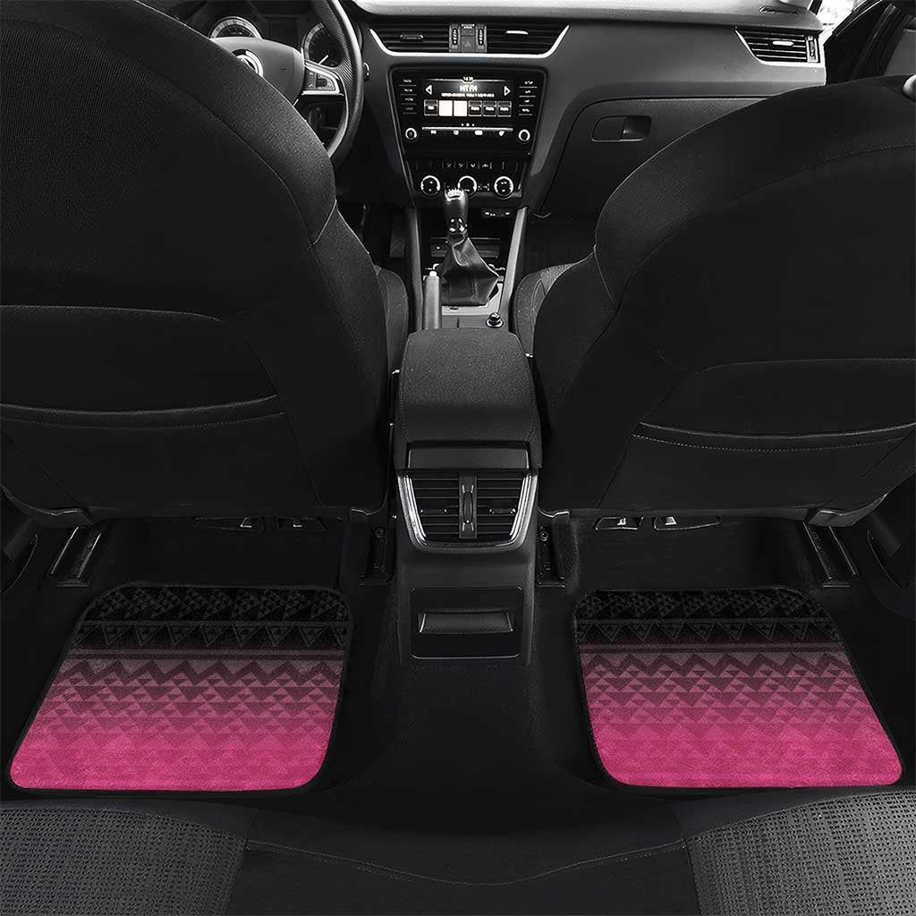 Pink Silver Fern Spirit Taniko Tukutuku Personalised Car Mats LT9 Set 2pcs - Back Pink - Polynesian Pride