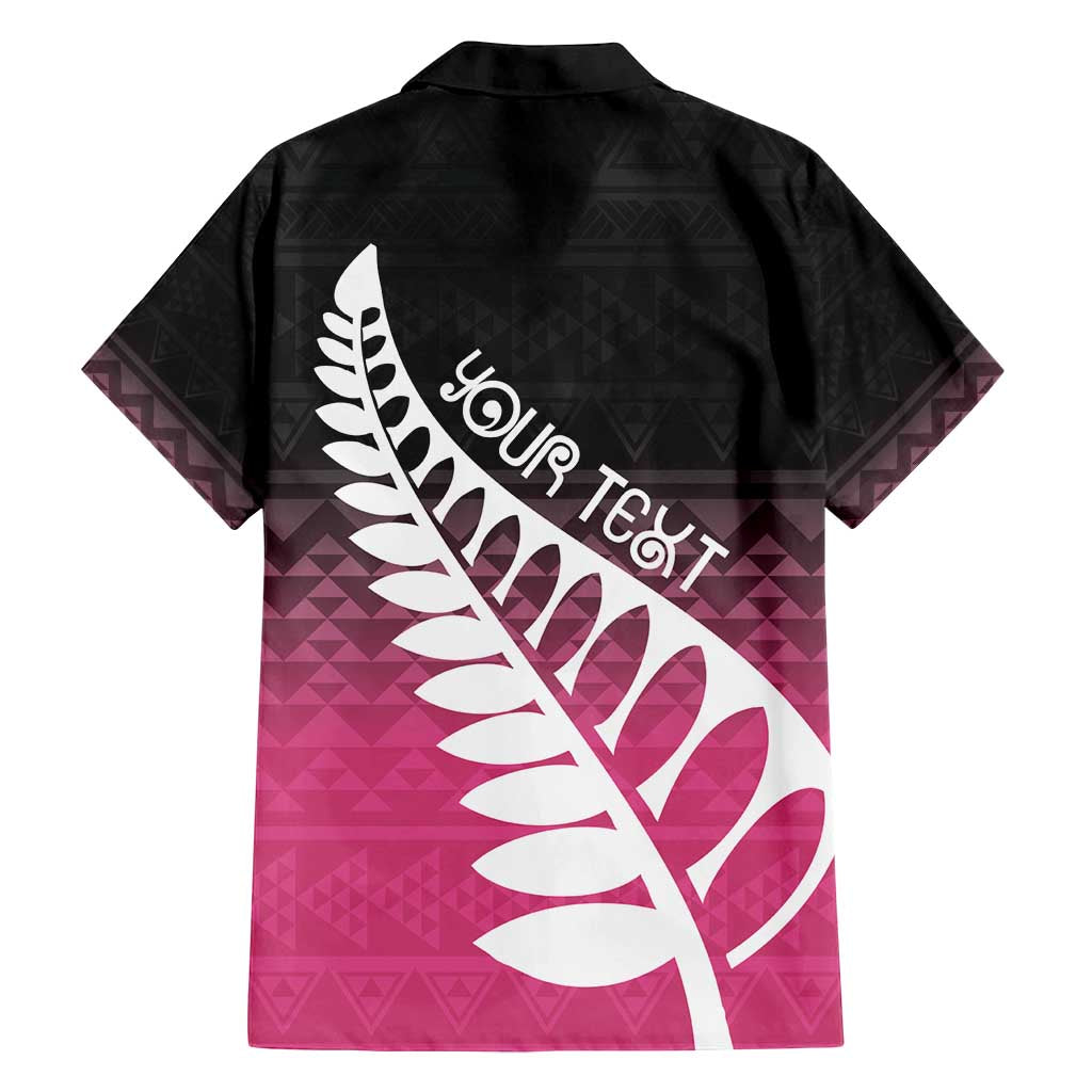 Pink Silver Fern Spirit Taniko Tukutuku Personalised Family Matching Long Sleeve Bodycon Dress and Hawaiian Shirt