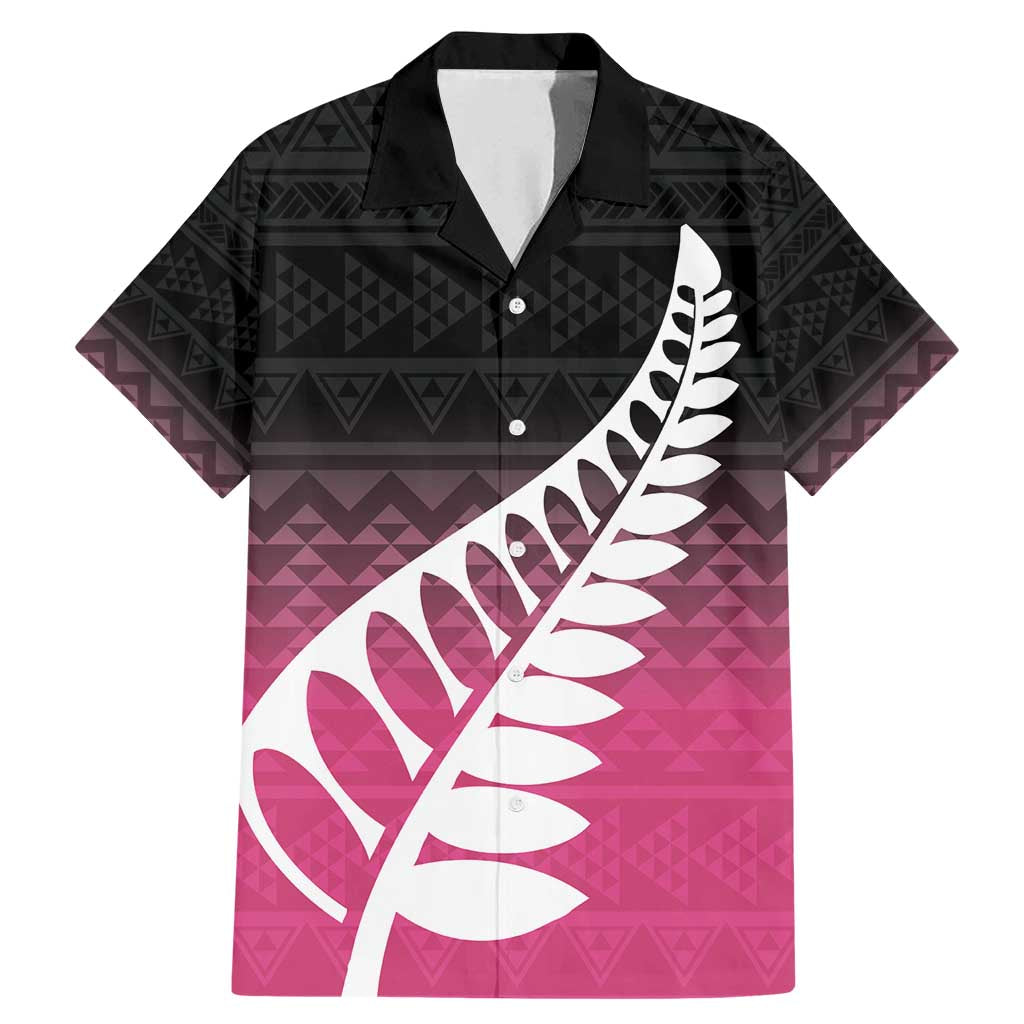 Pink Silver Fern Spirit Taniko Tukutuku Personalised Family Matching Mermaid Dress and Hawaiian Shirt