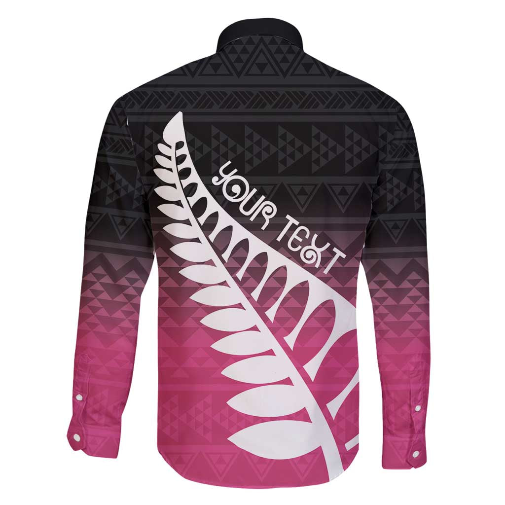 Pink Silver Fern Spirit Taniko Tukutuku Personalised Family Matching Puletasi and Hawaiian Shirt