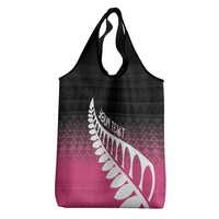 Pink Silver Fern Spirit Taniko Tukutuku Personalised Grocery Bag