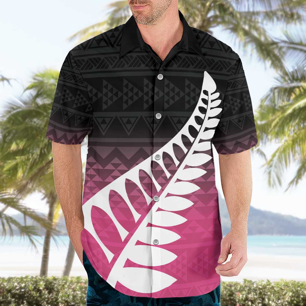 Pink Silver Fern Spirit Taniko Tukutuku Personalised Hawaiian Shirt LT9 - Polynesian Pride