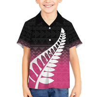 Pink Silver Fern Spirit Taniko Tukutuku Personalised Kid Hawaiian Shirt