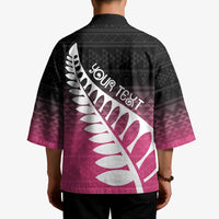 Pink Silver Fern Spirit Taniko Tukutuku Personalised Kimono - Polynesian Pride