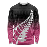 Pink Silver Fern Spirit Taniko Tukutuku Personalised Long Sleeve Shirt LT9 Unisex Pink - Polynesian Pride