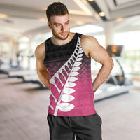 Pink Silver Fern Spirit Taniko Tukutuku Personalised Men Tank Top LT9 Pink - Polynesian Pride