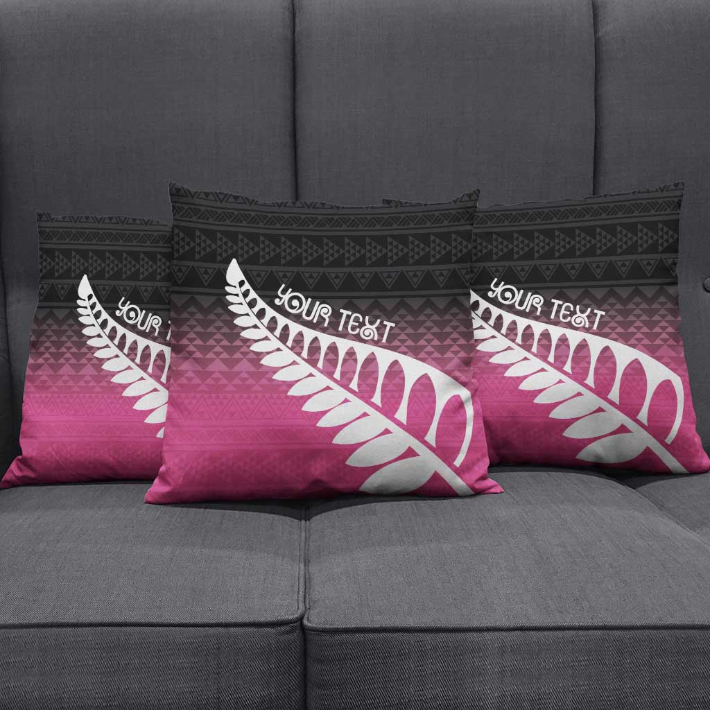 Pink Silver Fern Spirit Taniko Tukutuku Personalised Pillow Cover - Polynesian Pride