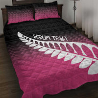 Pink Silver Fern Spirit Taniko Tukutuku Personalised Quilt Bed Set LT9 Pink - Polynesian Pride