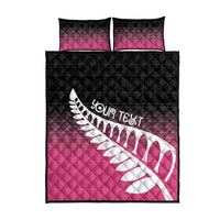 Pink Silver Fern Spirit Taniko Tukutuku Personalised Quilt Bed Set LT9 - Polynesian Pride