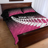 Pink Silver Fern Spirit Taniko Tukutuku Personalised Quilt Bed Set LT9 - Polynesian Pride