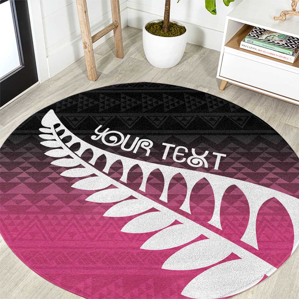 Pink Silver Fern Spirit Taniko Tukutuku Personalised Round Carpet LT9 Pink - Polynesian Pride