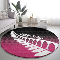 Pink Silver Fern Spirit Taniko Tukutuku Personalised Round Carpet LT9 - Polynesian Pride
