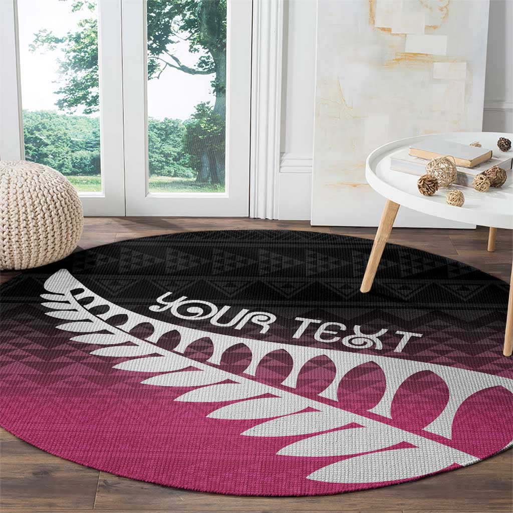Pink Silver Fern Spirit Taniko Tukutuku Personalised Round Carpet LT9 - Polynesian Pride
