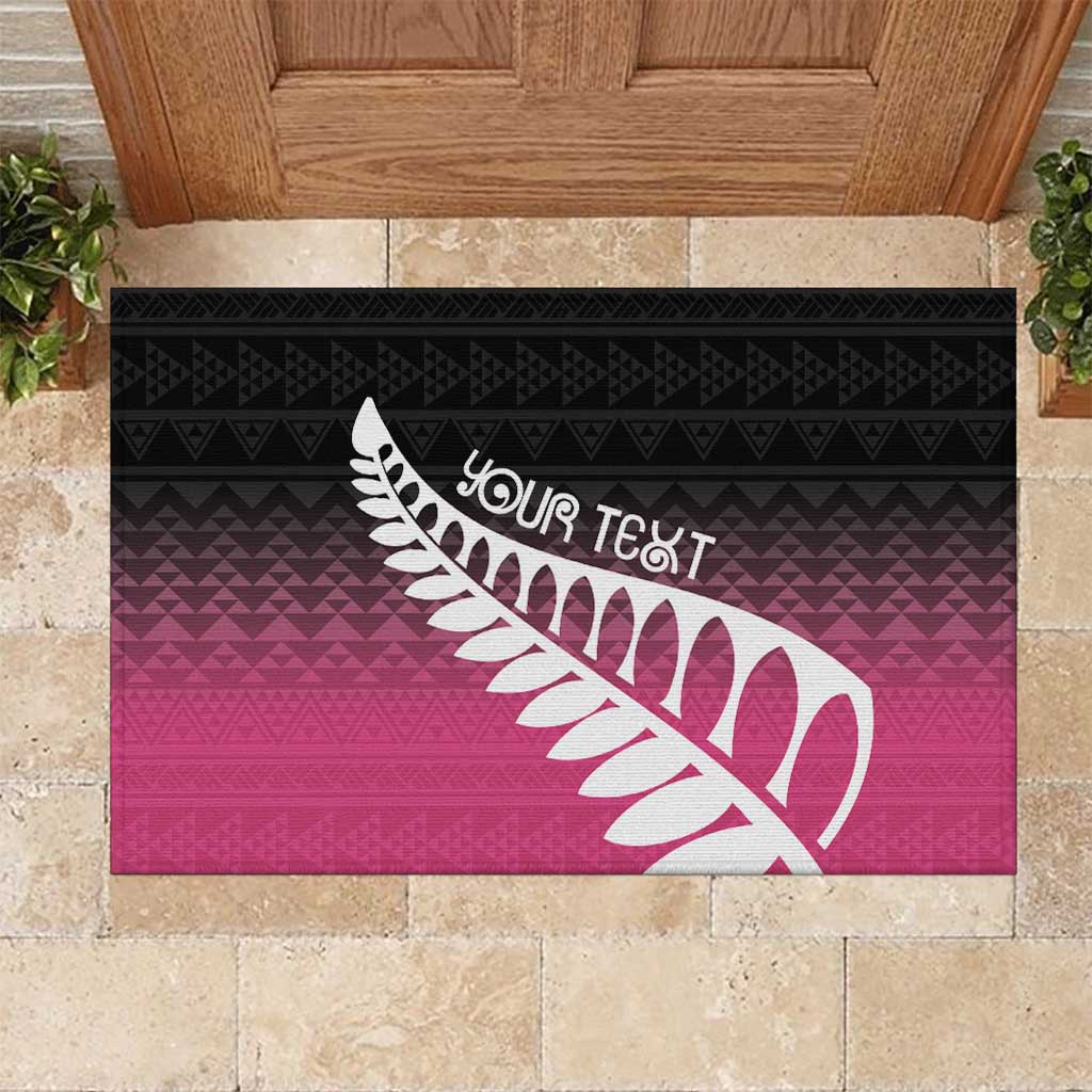 Pink Silver Fern Spirit Taniko Tukutuku Personalised Rubber Doormat LT9 Pink - Polynesian Pride