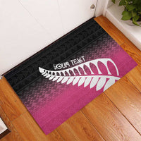 Pink Silver Fern Spirit Taniko Tukutuku Personalised Rubber Doormat LT9 - Polynesian Pride