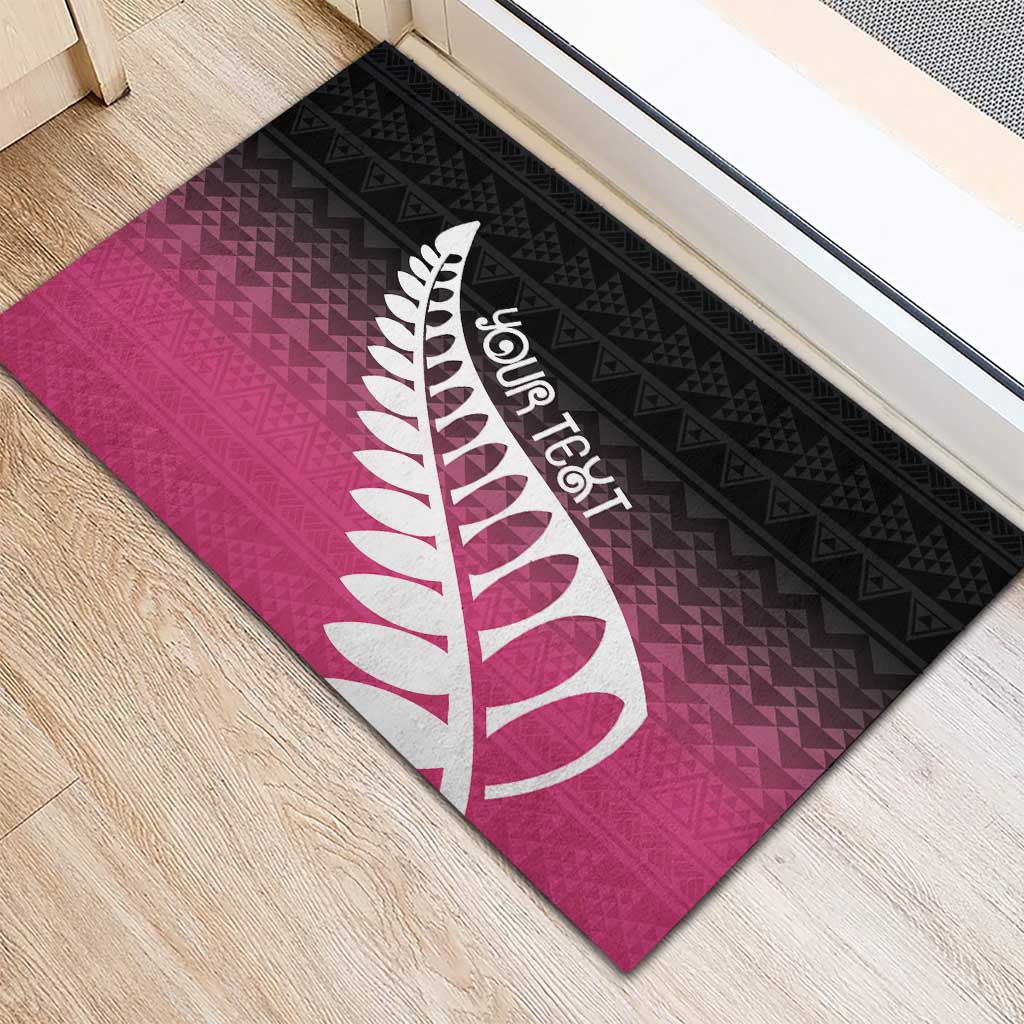 Pink Silver Fern Spirit Taniko Tukutuku Personalised Rubber Doormat LT9 - Polynesian Pride