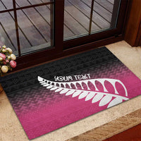 Pink Silver Fern Spirit Taniko Tukutuku Personalised Rubber Doormat LT9 - Polynesian Pride
