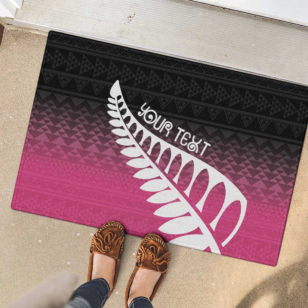 Pink Silver Fern Spirit Taniko Tukutuku Personalised Rubber Doormat LT9 - Polynesian Pride