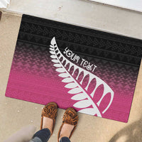 Pink Silver Fern Spirit Taniko Tukutuku Personalised Rubber Doormat LT9 - Polynesian Pride