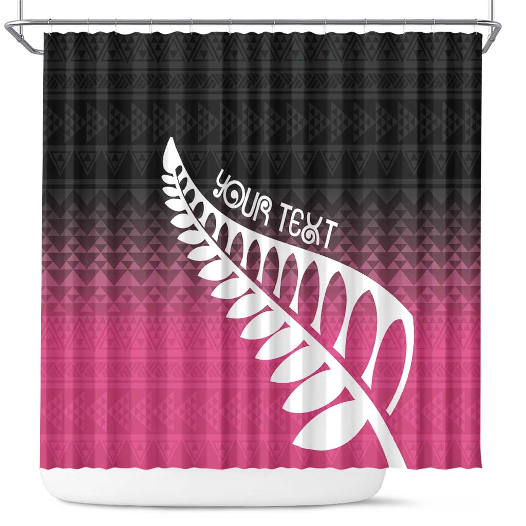 Pink Silver Fern Spirit Taniko Tukutuku Personalised Shower Curtain
