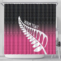 Pink Silver Fern Spirit Taniko Tukutuku Personalised Shower Curtain