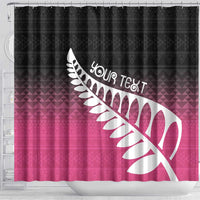 Pink Silver Fern Spirit Taniko Tukutuku Personalised Shower Curtain