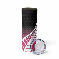 Pink Silver Fern Spirit Taniko Tukutuku Personalised Skinny Tumbler