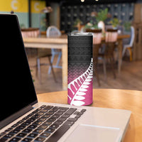 Pink Silver Fern Spirit Taniko Tukutuku Personalised Skinny Tumbler