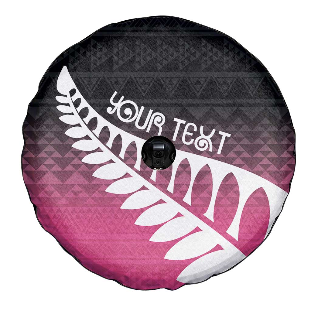 Pink Silver Fern Spirit Taniko Tukutuku Personalised Spare Tire Cover