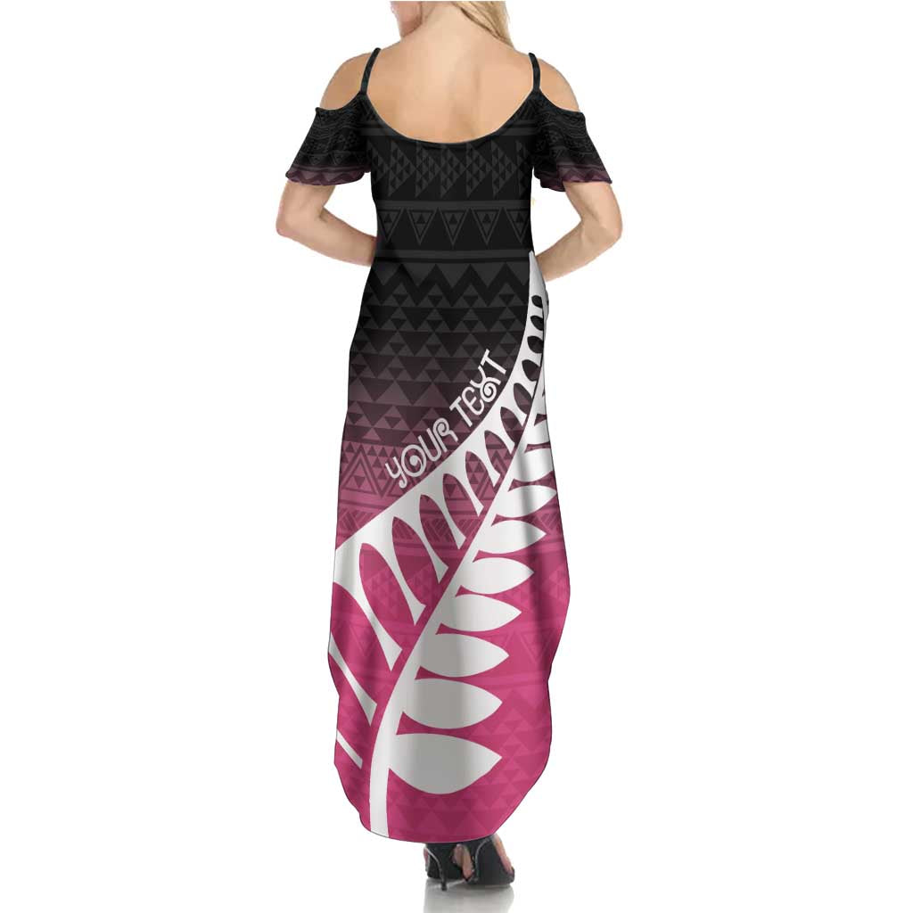 Pink Silver Fern Spirit Taniko Tukutuku Personalised Summer Maxi Dress