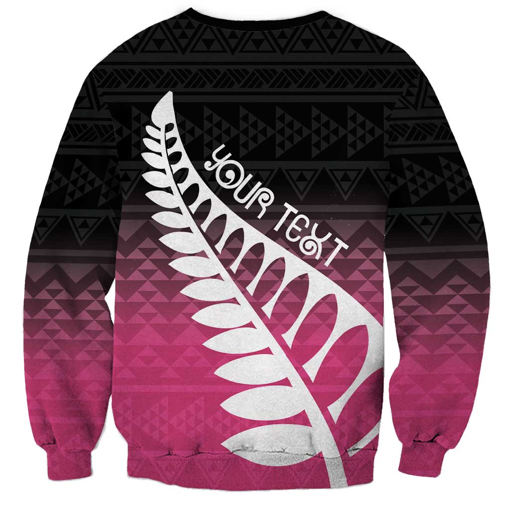 Pink Silver Fern Spirit Taniko Tukutuku Personalised Sweatshirt LT9 - Polynesian Pride