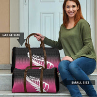 Pink Silver Fern Spirit Taniko Tukutuku Personalised Travel Bag - Polynesian Pride