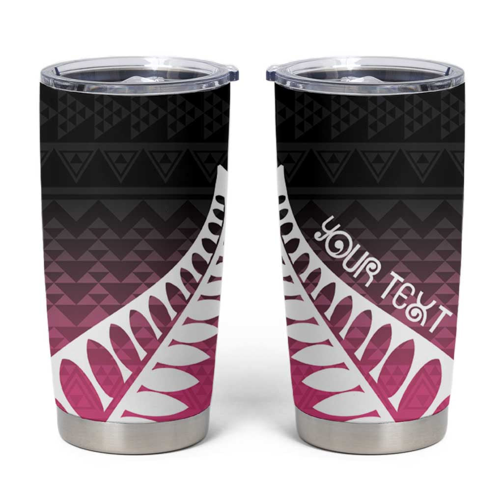 Pink Silver Fern Spirit Taniko Tukutuku Personalised Tumbler Cup LT9 Pink - Polynesian Pride