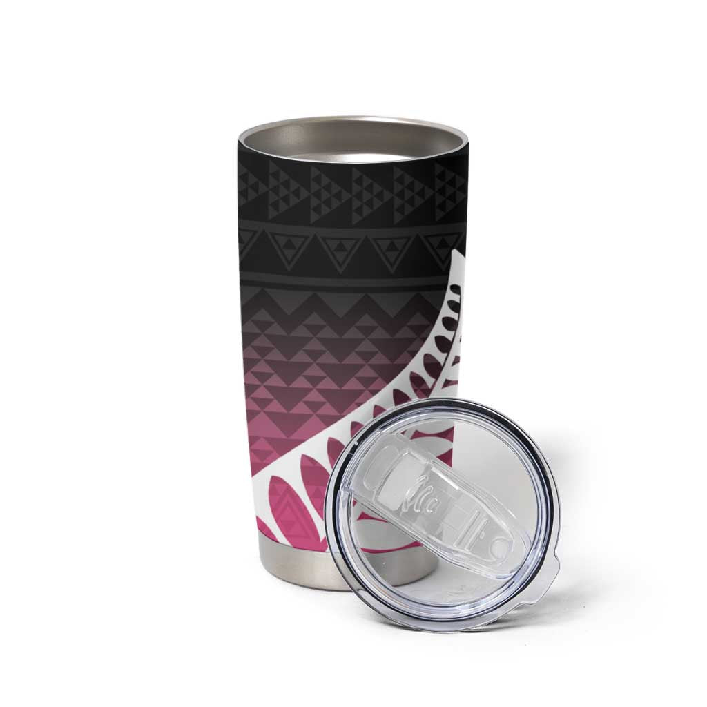 Pink Silver Fern Spirit Taniko Tukutuku Personalised Tumbler Cup LT9 - Polynesian Pride