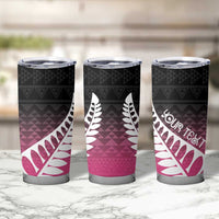 Pink Silver Fern Spirit Taniko Tukutuku Personalised Tumbler Cup LT9 - Polynesian Pride
