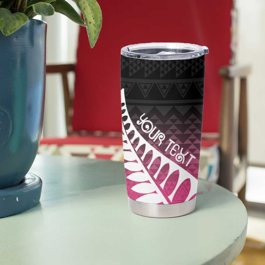 Pink Silver Fern Spirit Taniko Tukutuku Personalised Tumbler Cup LT9 - Polynesian Pride