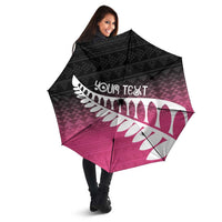 Pink Silver Fern Spirit Taniko Tukutuku Personalised Umbrella - Polynesian Pride