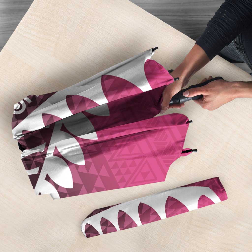 Pink Silver Fern Spirit Taniko Tukutuku Personalised Umbrella - Polynesian Pride