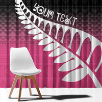 Pink Silver Fern Spirit Taniko Tukutuku Personalised Window Curtain LT9 - Polynesian Pride