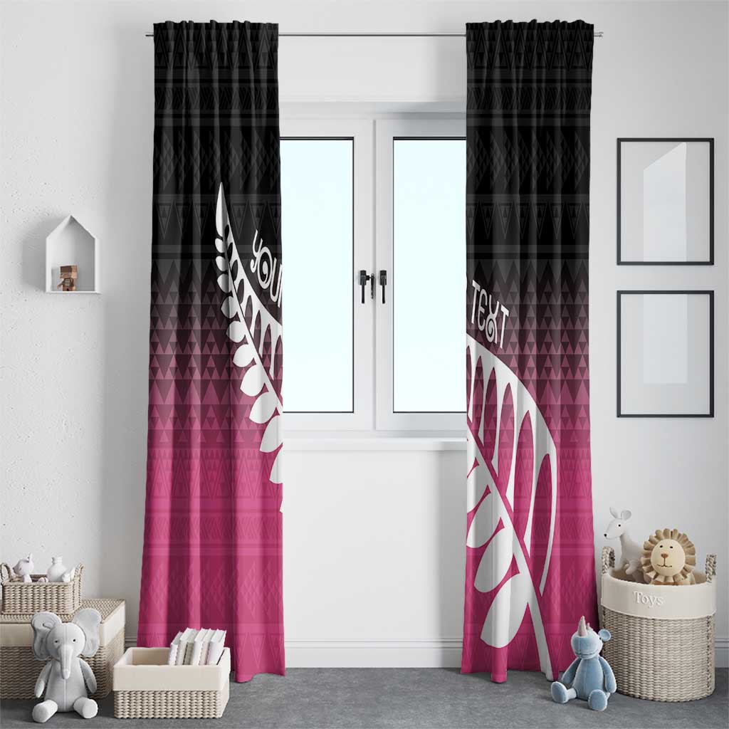 Pink Silver Fern Spirit Taniko Tukutuku Personalised Window Curtain LT9 - Polynesian Pride