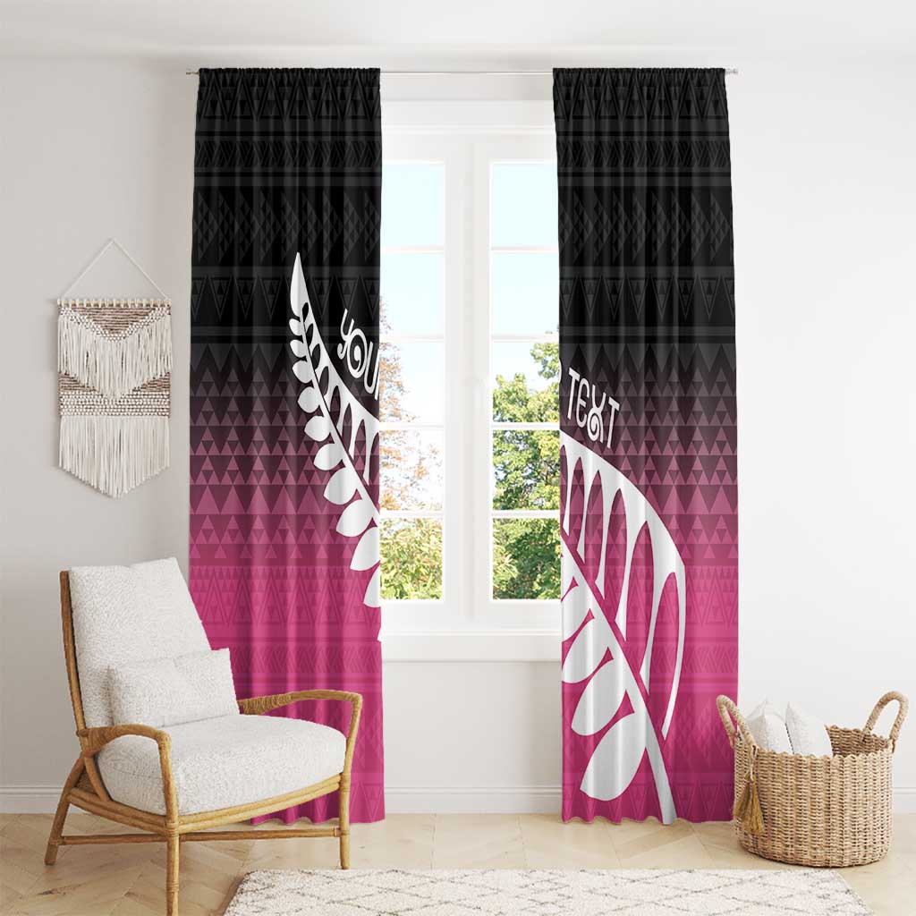 Pink Silver Fern Spirit Taniko Tukutuku Personalised Window Curtain LT9 - Polynesian Pride