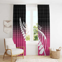 Pink Silver Fern Spirit Taniko Tukutuku Personalised Window Curtain LT9 - Polynesian Pride