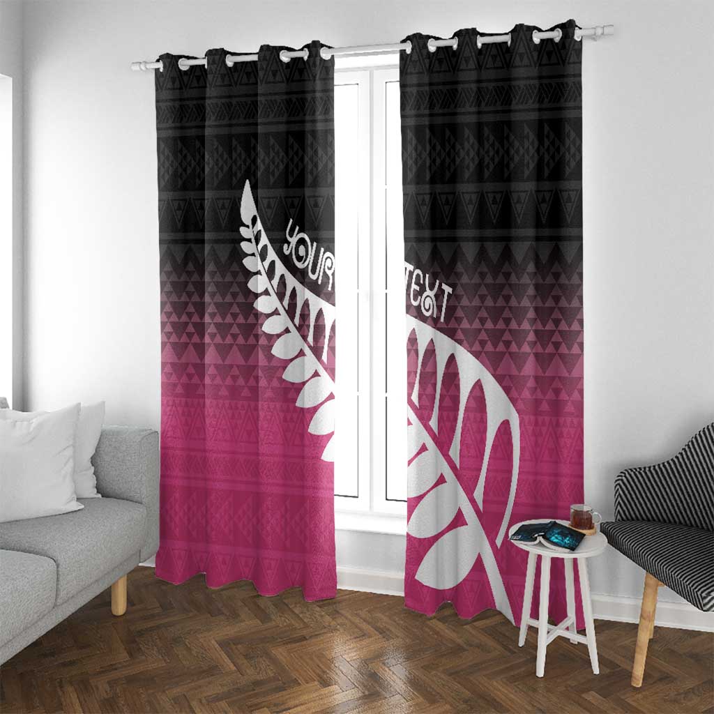 Pink Silver Fern Spirit Taniko Tukutuku Personalised Window Curtain LT9 With Grommets Pink - Polynesian Pride