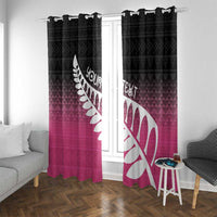 Pink Silver Fern Spirit Taniko Tukutuku Personalised Window Curtain LT9 With Grommets Pink - Polynesian Pride