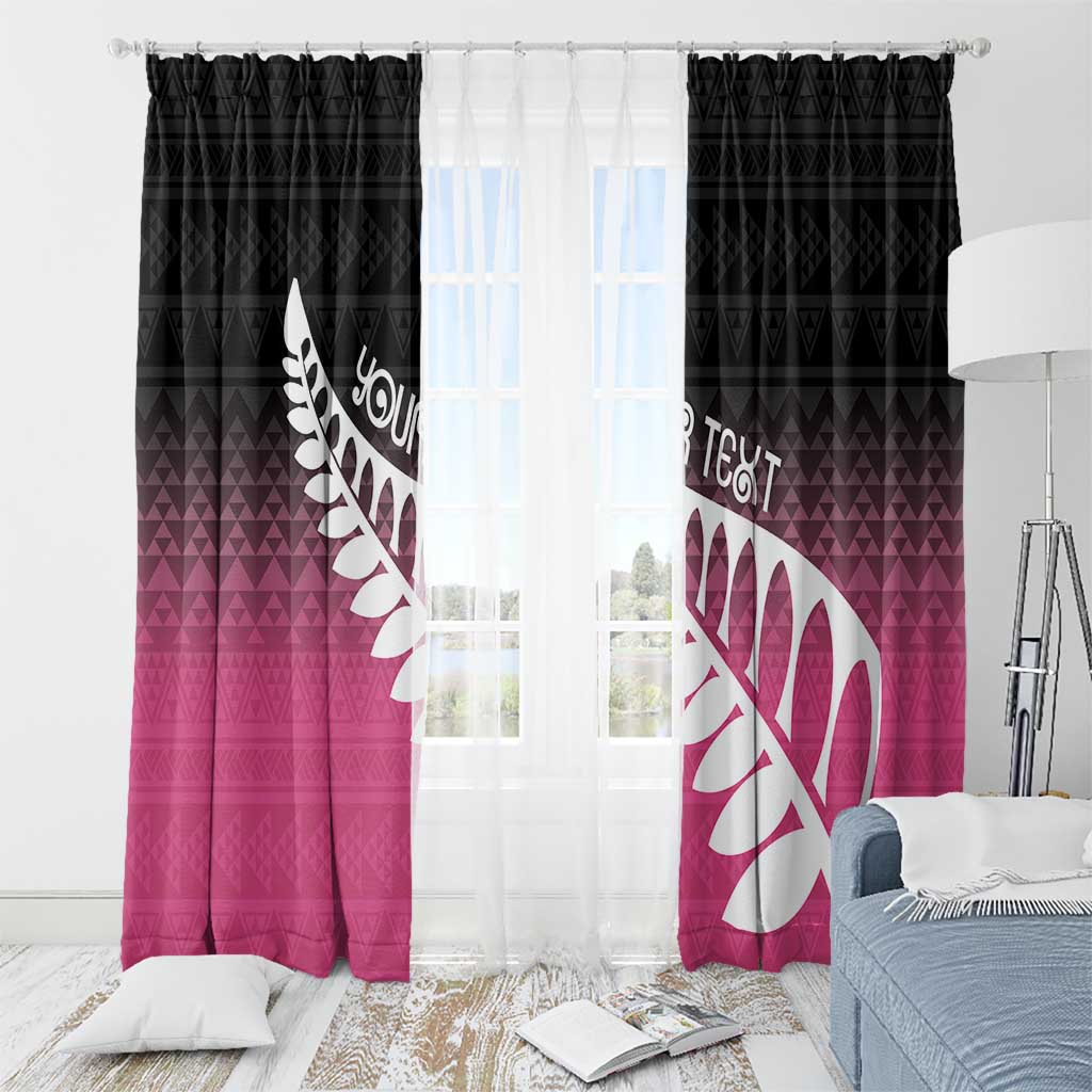 Pink Silver Fern Spirit Taniko Tukutuku Personalised Window Curtain LT9 - Polynesian Pride