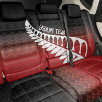 Red Silver Fern Spirit Taniko Tukutuku Personalised Back Car Seat Cover